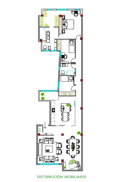 PLANOS DE DISTRIBUCION | Vivienda Alargada Planos Online