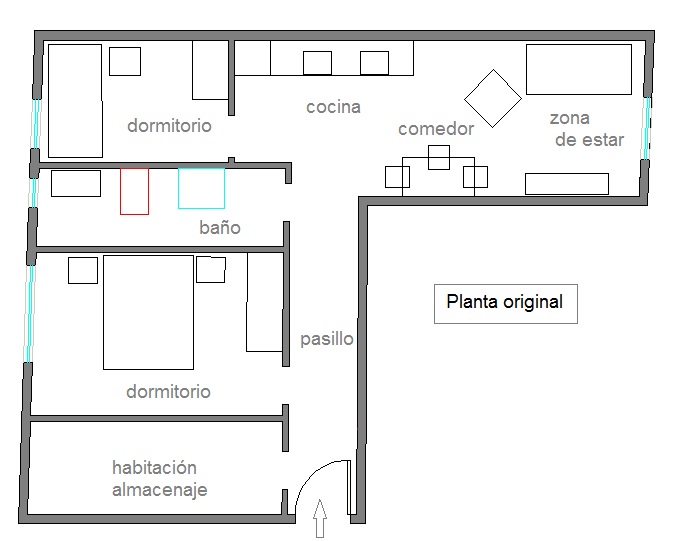 plano piso 50 m2