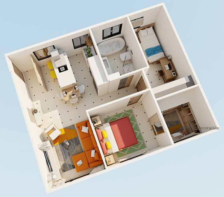 Vista general en 3D de la distribuci&oacute;n elegida