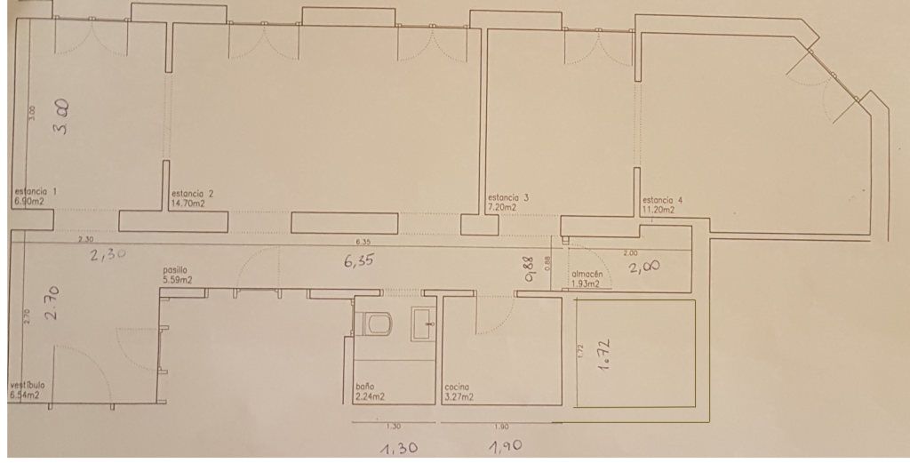 DISTRIBUCI&Oacute;N PISO DE 66 M2