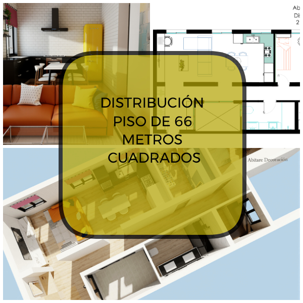 distribuci&oacute;n de un piso de 66 m2 con muros de carga