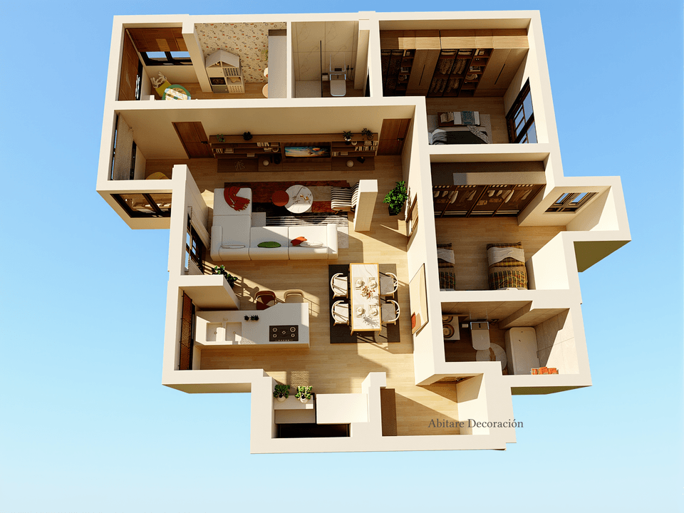 Distribucion piso de 90 m2