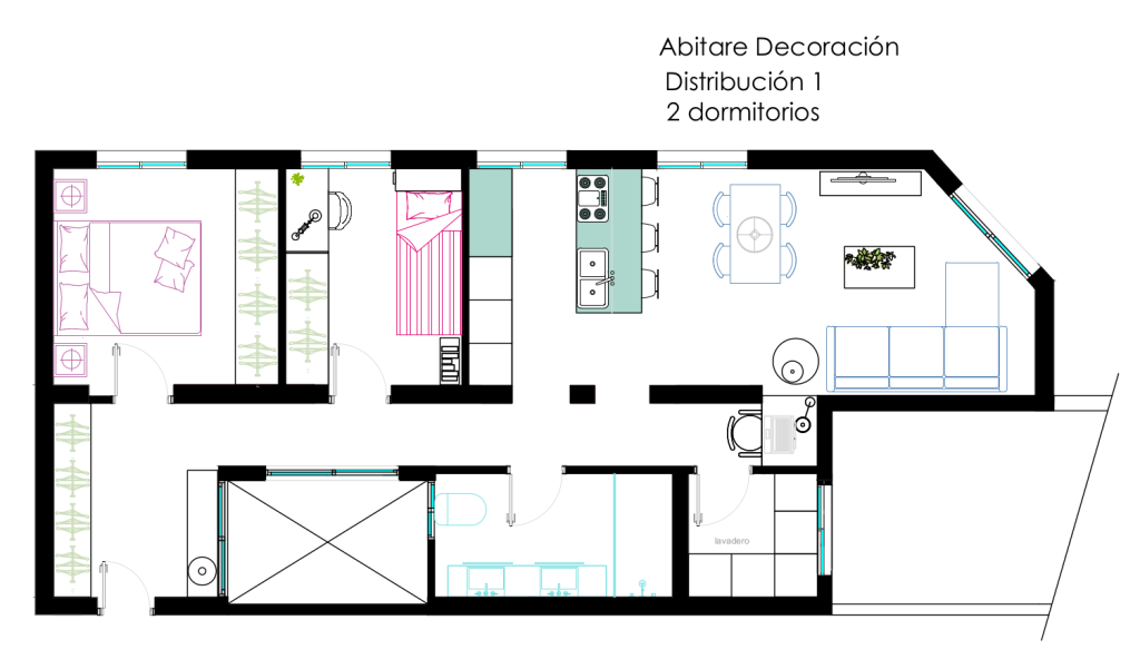 DISTRIBUCI&Oacute;N PISO DE 66 M2