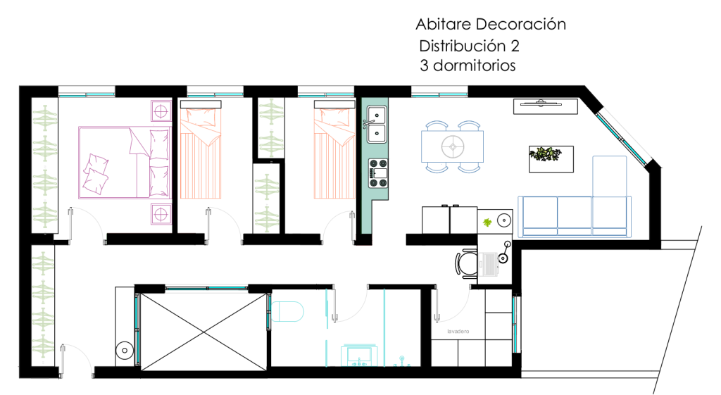DISTRIBUCI&Oacute;N PISO DE 66 M2