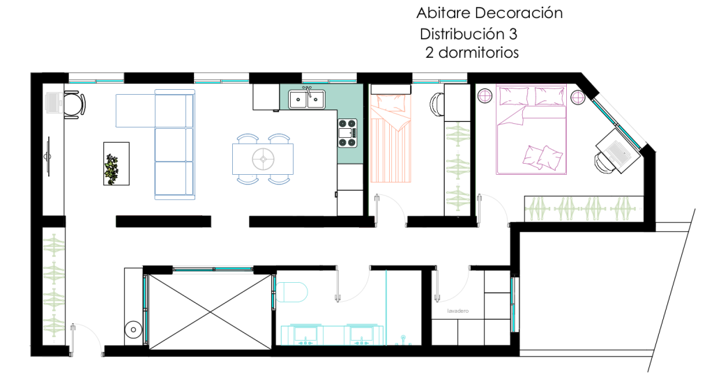 DISTRIBUCI&Oacute;N PISO DE 66 M2