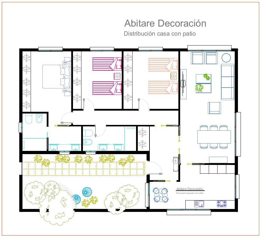 PLANOS DE CASA CON PATIO