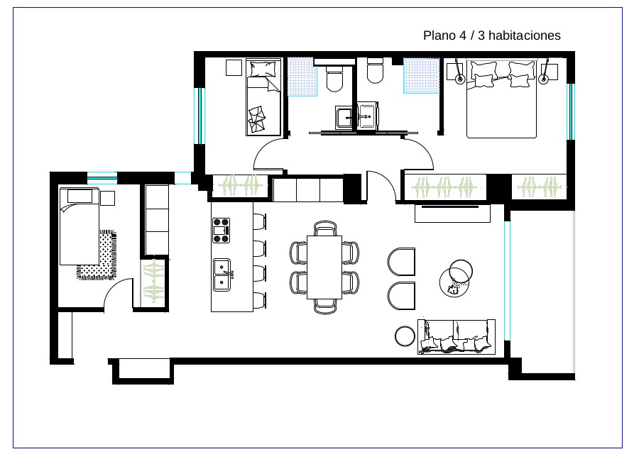 planos de casas de 4 dormitorios en una planta