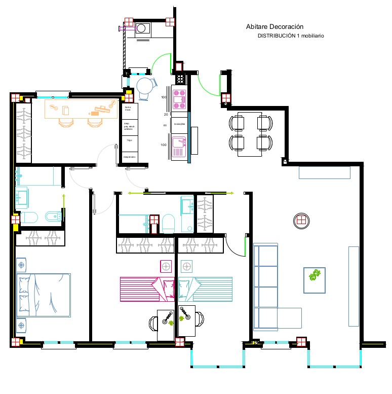 distribucion-1-401 PLANOS DE CASA DE TRES DORMITORIOS
