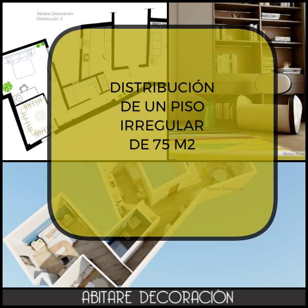 planos de distribucion de un piso irregular de 75 m2 con amplio vestidor